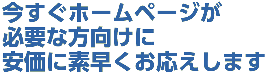 今すぐホームページが必要な方向けに安価に素早くお応えします